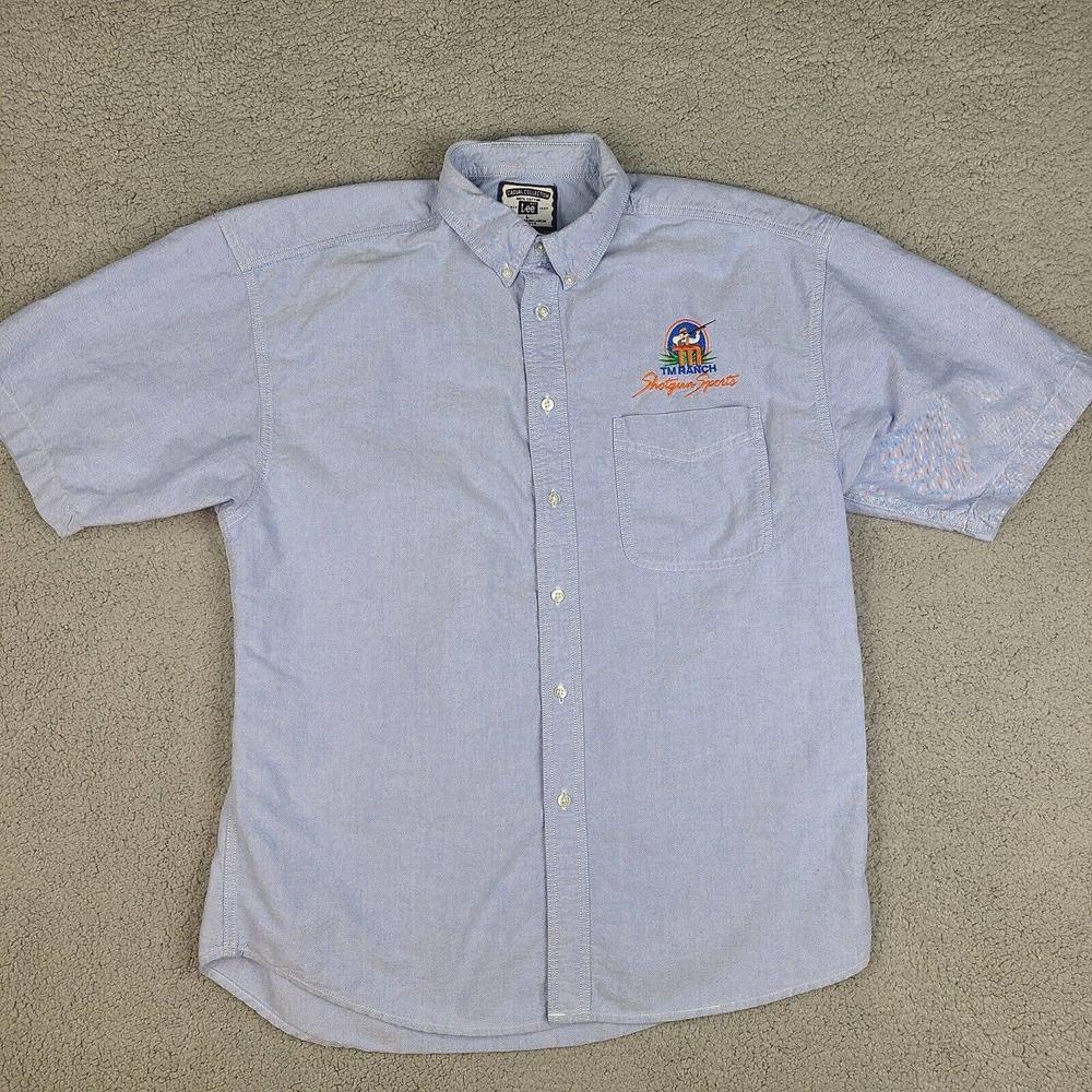 Lee Shirt Mens Large‎ Blue Casual Collection TM Ranch Cotton Button Embroidered